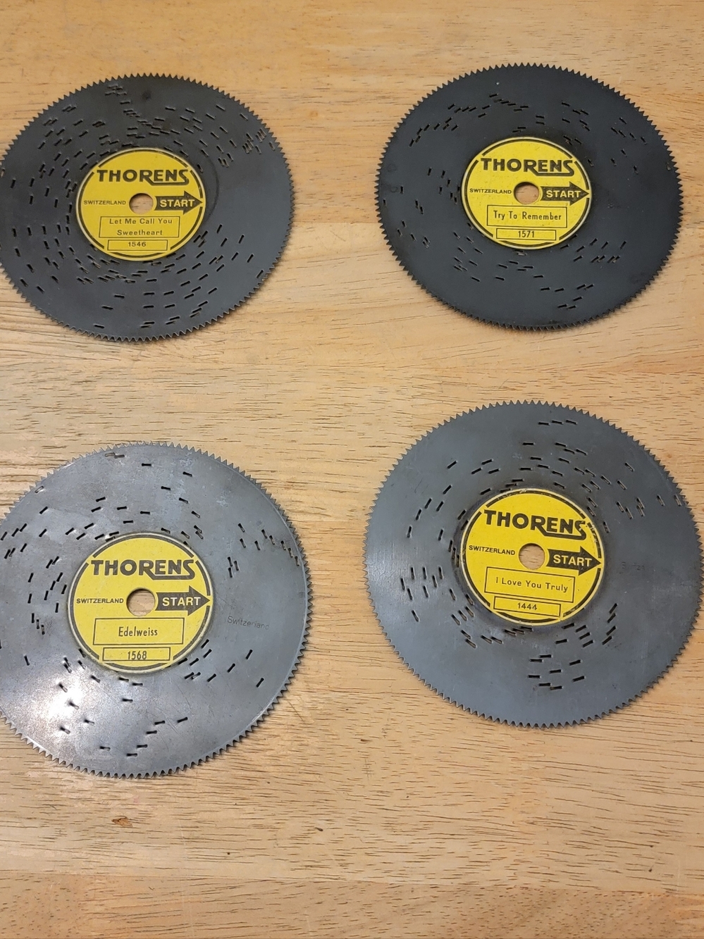 Thorens 30 Pin Music Box Discs - Yellow Label